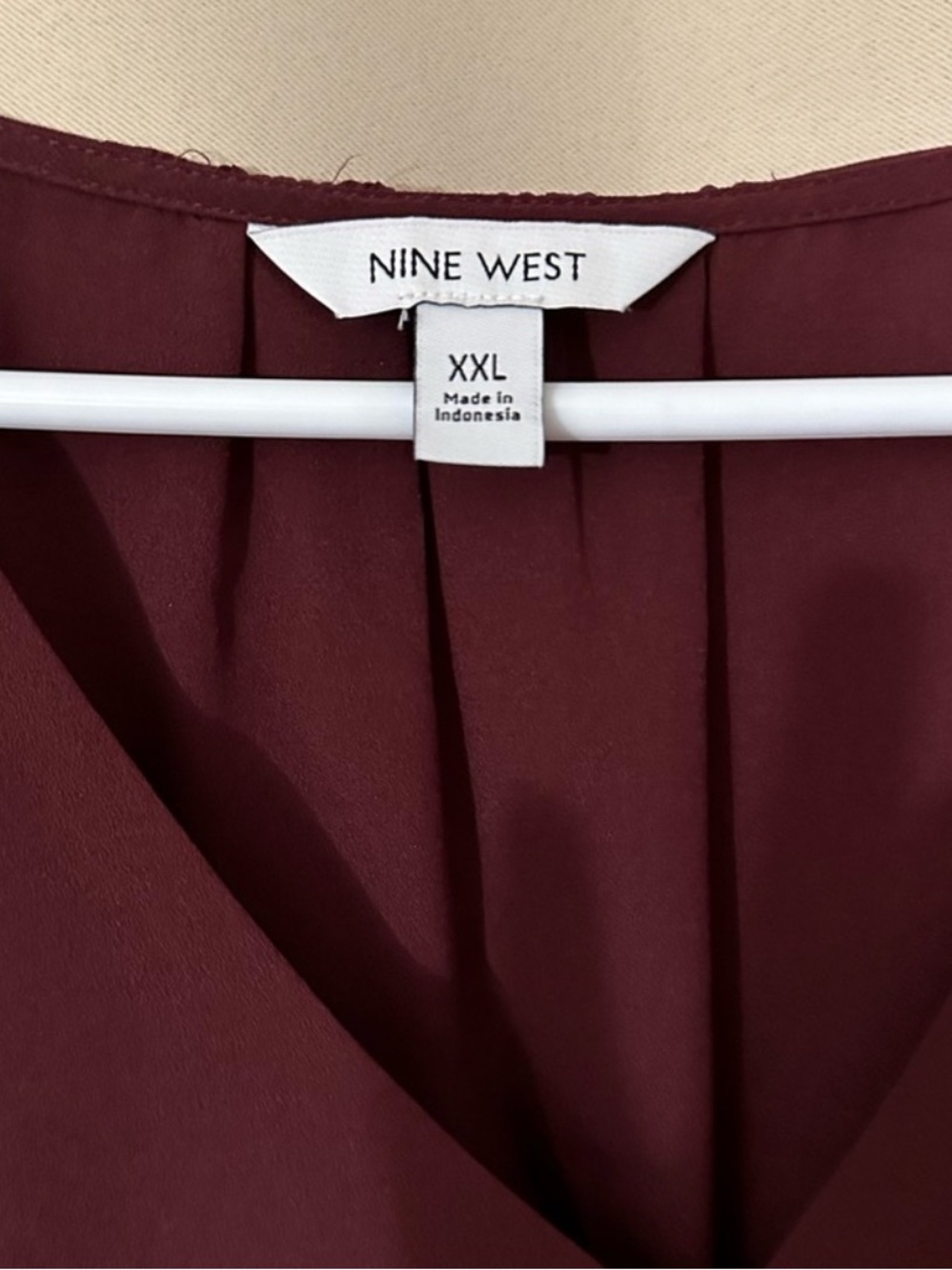 Nine West Deep Wine V-Neck Top